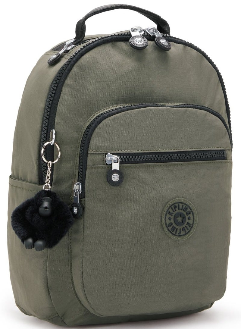 kipling Seoul Small Unisex Backpack (With Laptop Protection) - Green Moss - Image 4